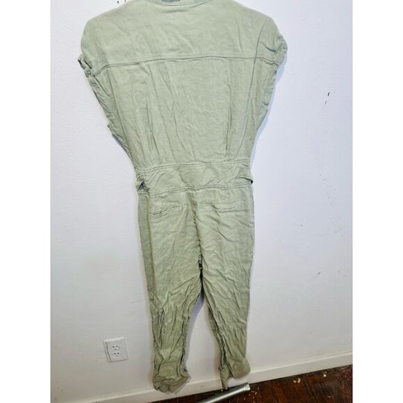 LAUREN RALPH LAUREN Green Linen Blend Notched Lapels Utility Jumpsuit size 8 - Picture 10 of 15